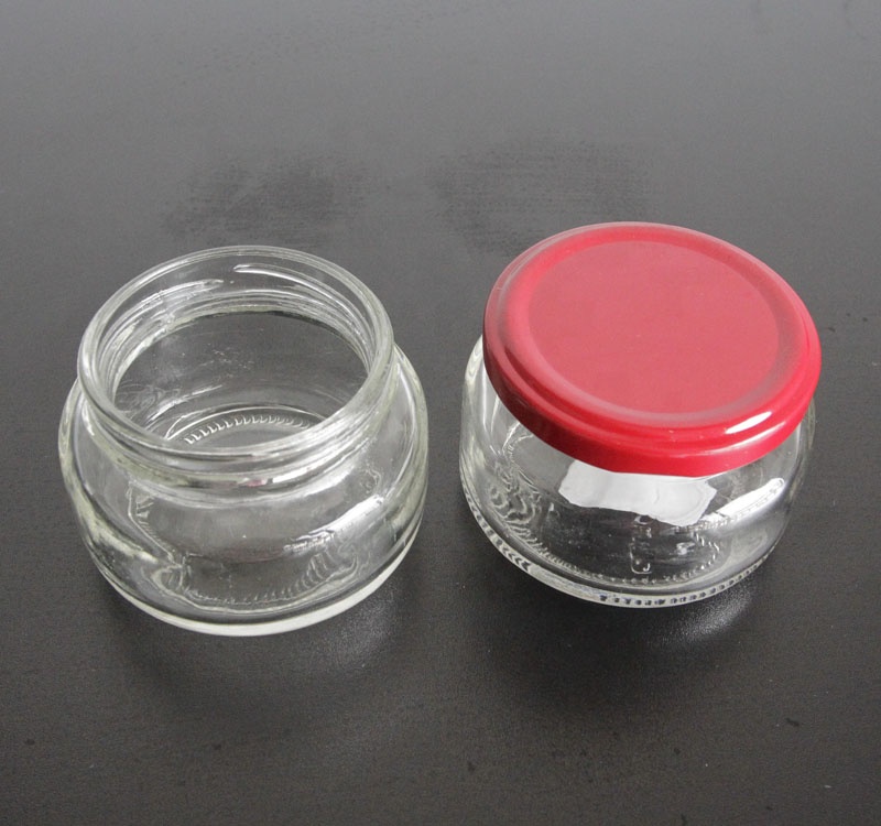 Wide Mouth 100ml Round Glass Jar With Metal Cap For Jam Caviar Storage