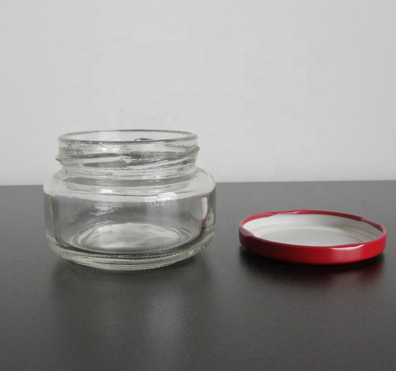 Wide Mouth 100ml Round Glass Jar With Metal Cap For Jam Caviar Storage