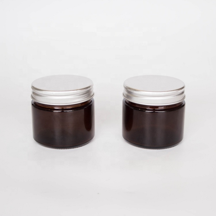 Wide Mouth 150ml Brown Glass Candle Jar With Screw Lids Home Decoration