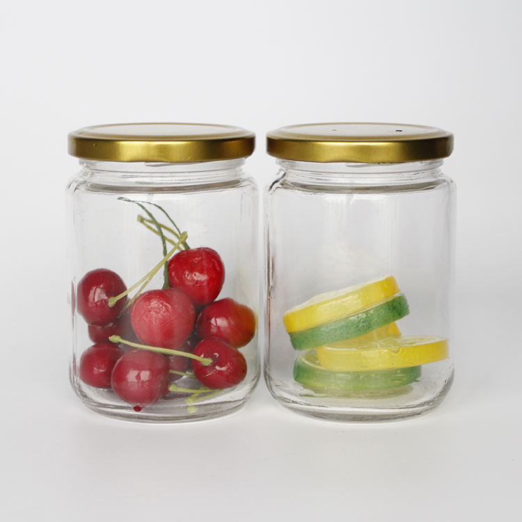 Wide Mouth 16oz 500ml Round Glass Jar With Metal Lug Lid For Peanut Butter Jam Storage
