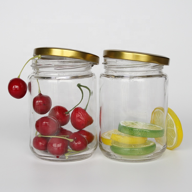 Wide Mouth 16oz 500ml Round Glass Jar With Metal Lug Lid For Peanut Butter Jam Storage