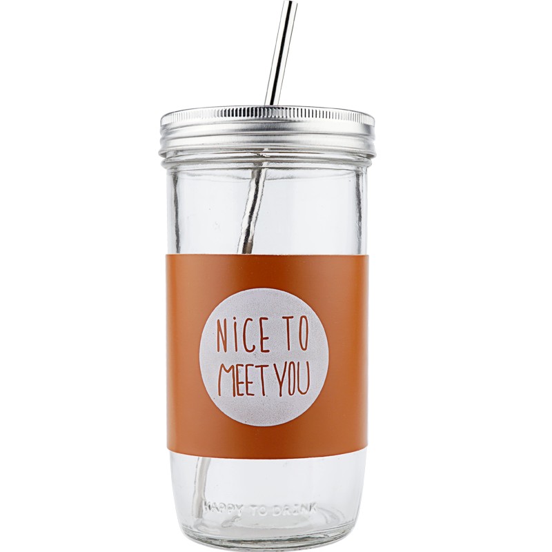 Wide Mouth 16oz Mason Jar Reusable Boba Tea Cup with lid and Straw