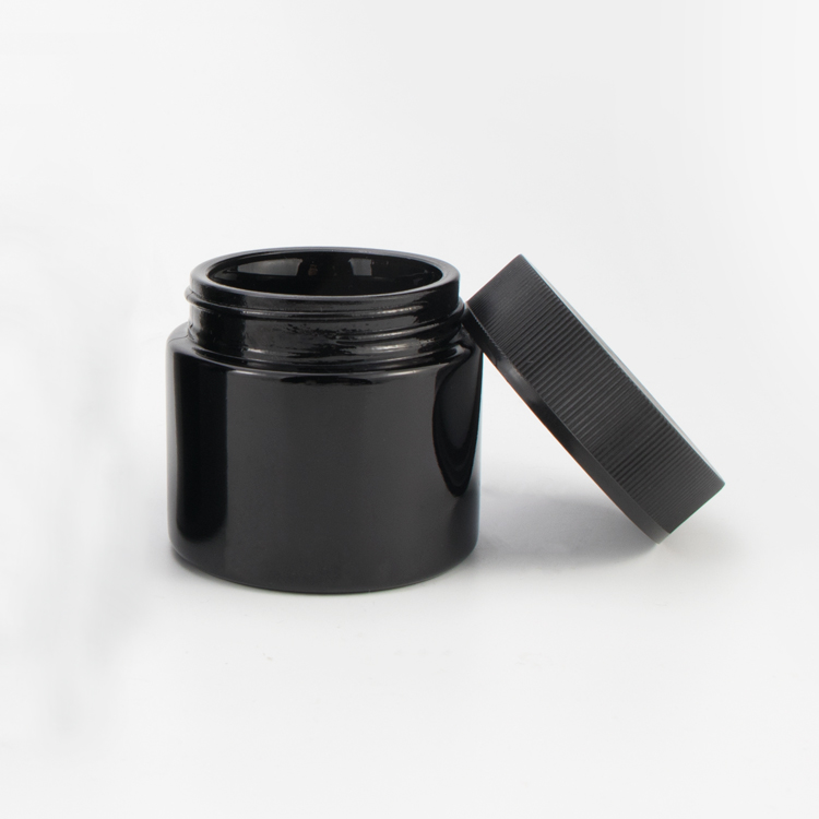 Wide Mouth 2 oz 4 oz 100 ml flower child proof resistant lid glass containers empty UV black weed glass jars for herb