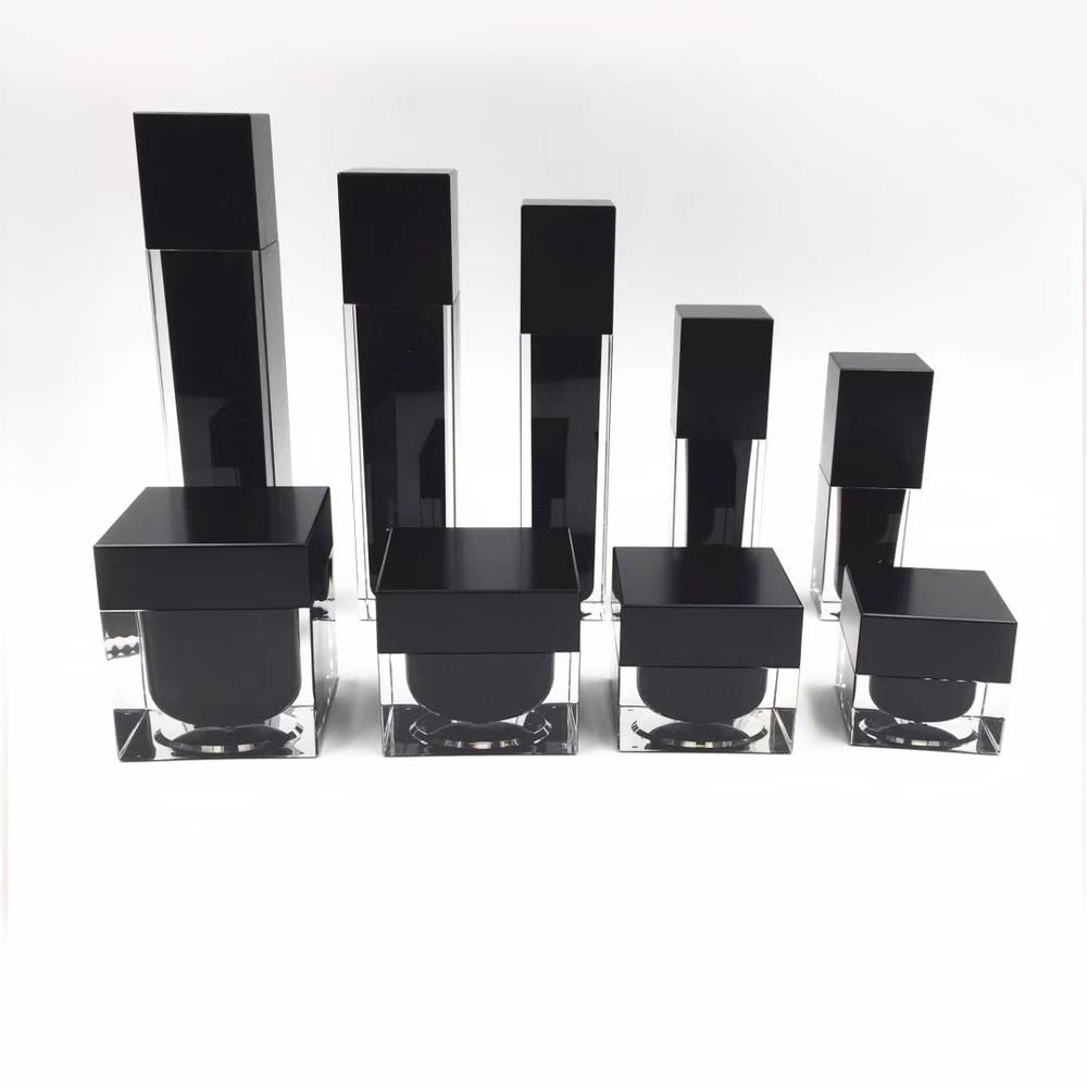 Wide Mouth 20g 30g 50g Wood Bamboo Jar Lid Square Skincare Acrylic Cosmetic Black Jars