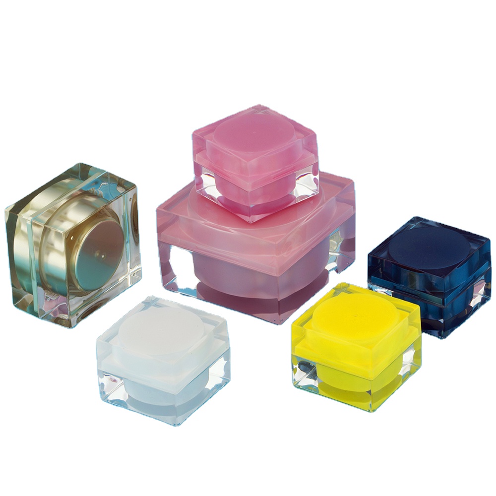 Wide Mouth 20g 30g 50g Wood Bamboo Jar Lid Square Skincare Acrylic Cosmetic Black Jars