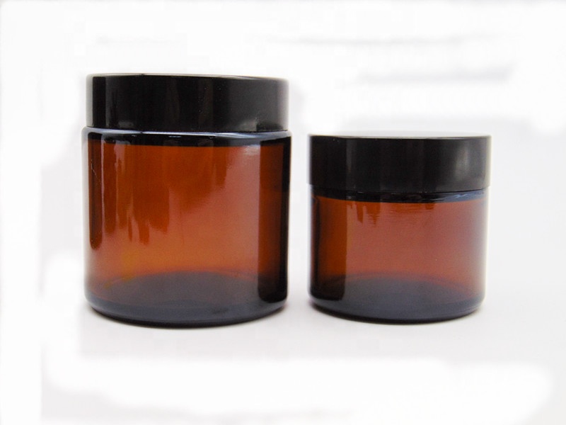 Wide Mouth 4OZ Empty Airtight Storage Amber Glass Jar with metal Lid