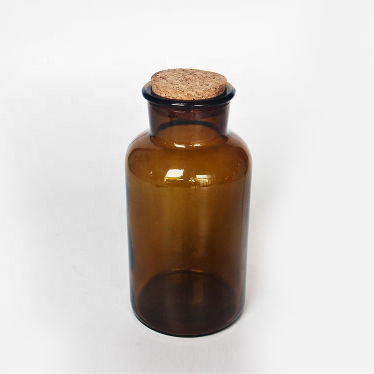 Wide Mouth 500ml 17oz Lab Glass Reagent Bottle Amber Glass Bottle 500ml For Medicated