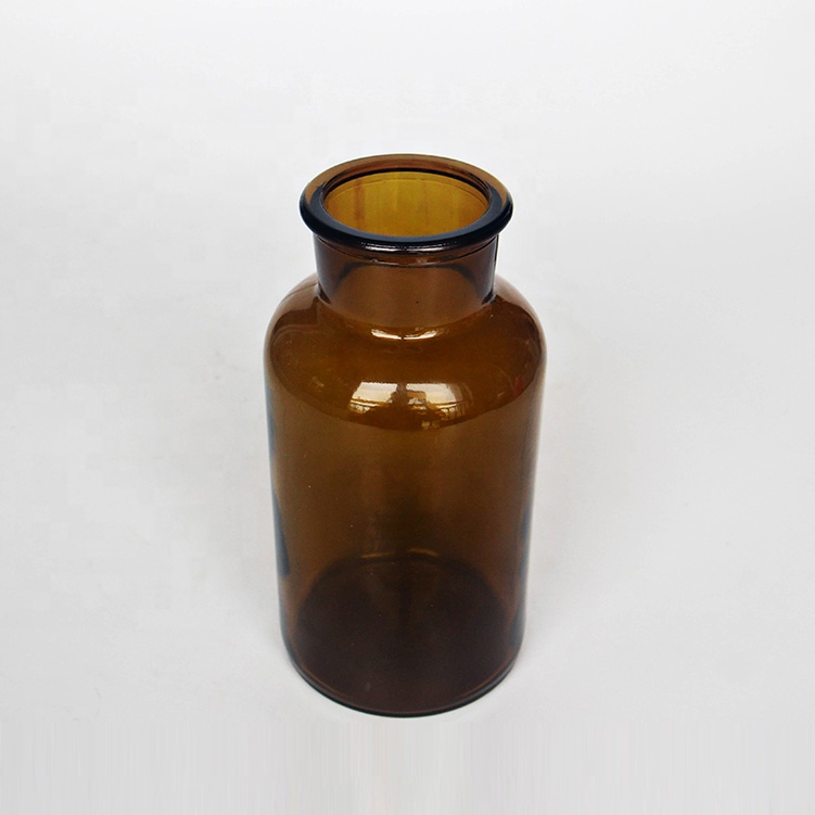 Wide Mouth 500ml 17oz Lab Glass Reagent Bottle Amber Glass Bottle 500ml For Medicated