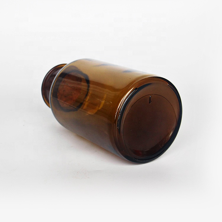 Wide Mouth 500ml 17oz Lab Glass Reagent Bottle Amber Glass Bottle 500ml For Medicated
