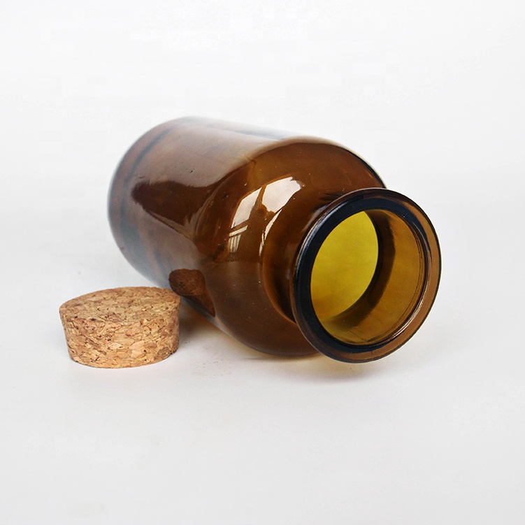 Wide Mouth 500ml 17oz Lab Glass Reagent Bottle Amber Glass Bottle 500ml For Medicated