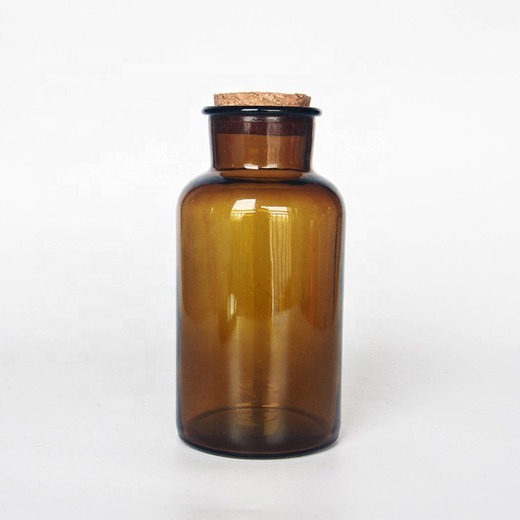 Wide Mouth 500ml 17oz Lab Glass Reagent Bottle Amber Glass Bottle 500ml For Medicated