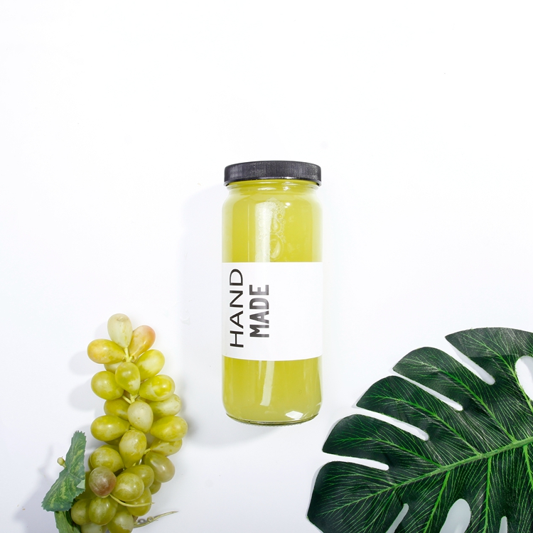 Wide Mouth 500ml Glass Juice Bottle Round Shape Cold Pressed Juice Bottle with Cap