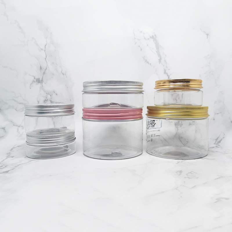 Wide Mouth 8 oz 500ml Clear Food Plastic PET Jar With Aluminum Lid