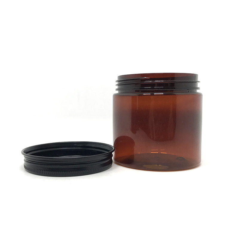 Wide Mouth 8 oz 500ml Clear Food Plastic PET Jar With Aluminum Lid