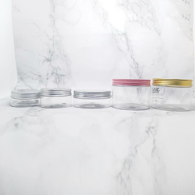 Wide Mouth 8 oz 500ml Clear Food Plastic PET Jar With Aluminum Lid