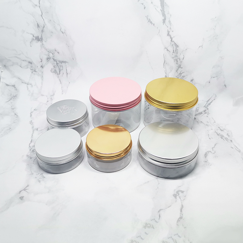 Wide Mouth 8 oz 500ml Clear Food Plastic PET Jar With Aluminum Lid