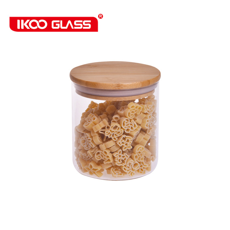 Wide Mouth Airtight Bamboo lid Glass Jar For Bulk Food Storage