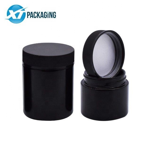 Wide Mouth Black Glass Jar with Lid Round Honey Glass Storage Jar Child Proof Package for Oil