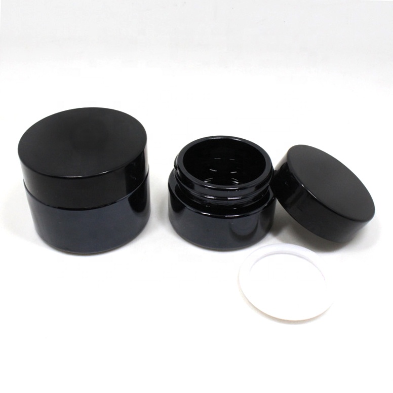 Wide Mouth Cream Glass Dark UV Jar For Skin Care Use Black Glass Cosmetic Jars With Tamper Cap
