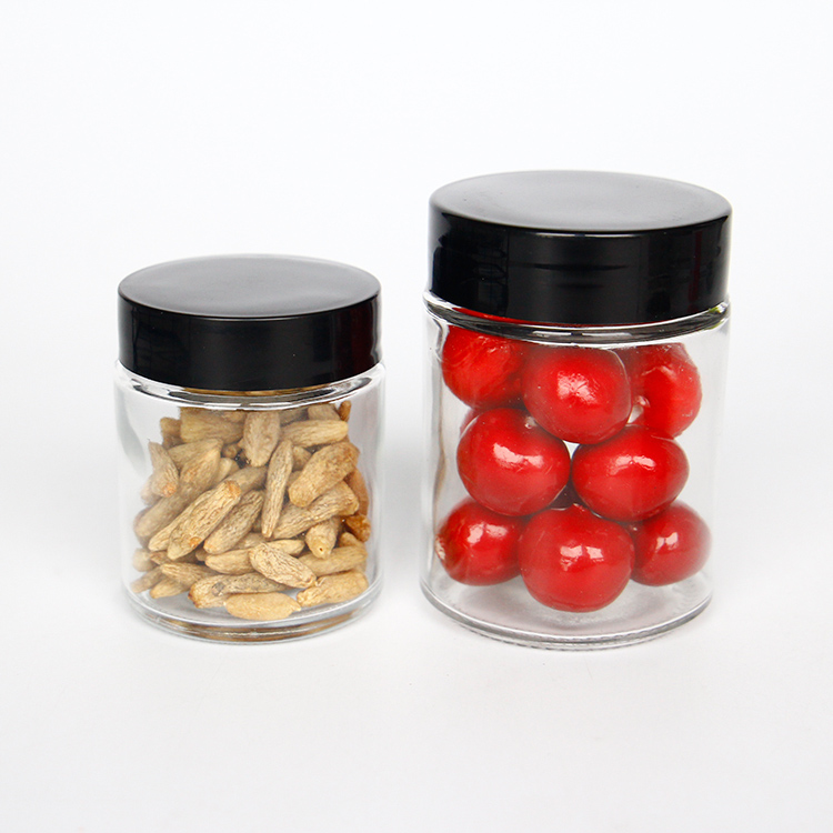 Wide Mouth Jar Straight Sided Glass Jar With Black Child Resistant Screw Lid