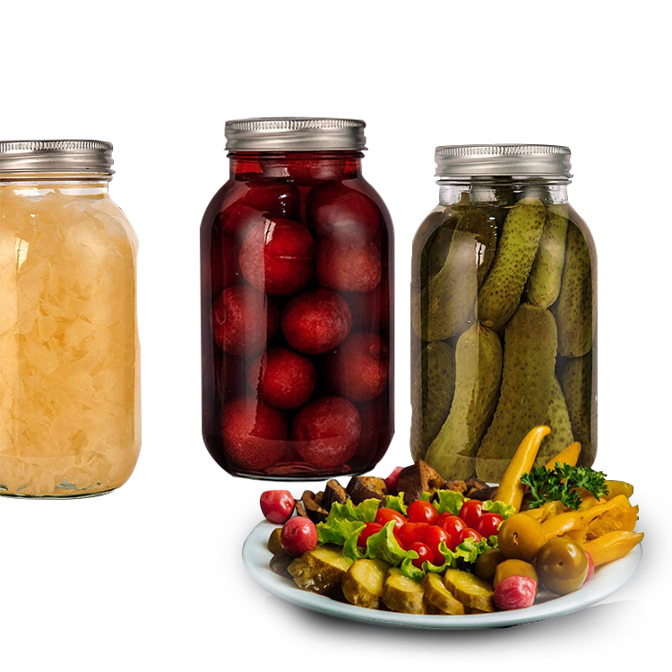 Wide Mouth Metal Cap Small 1000Ml 33.8Oz 2.1Pint 1.06Quart Round Quilted Spice In Bulk Mini Clear Glass Mason Jar With Lids