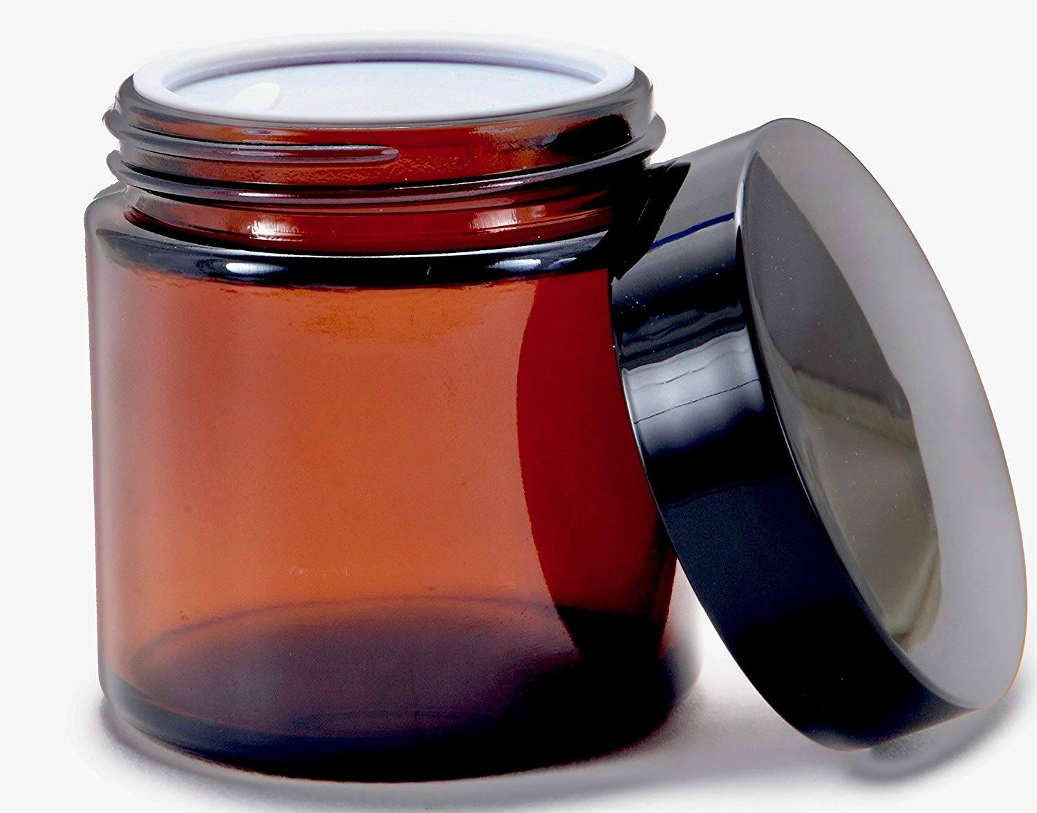 Wide Mouth Screw Top 8oz Amber Glass Candle Jar With Black Lid