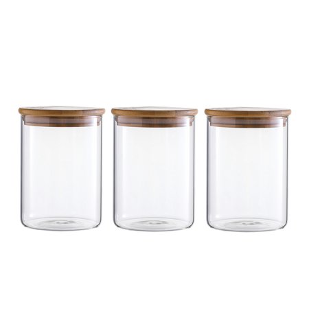 Wide Mouth Storage Round And Square Food Clear Thick Borosilicate Glass Jar With Bamboo Lids