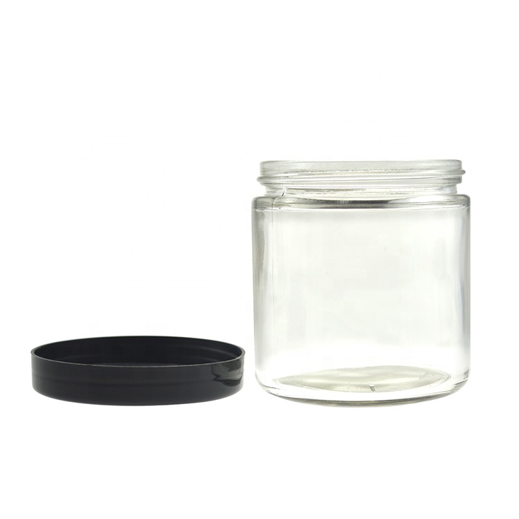 Wide Mouth Straight Side 12oz 16oz Food Glass Storage Jar with Screw Lid