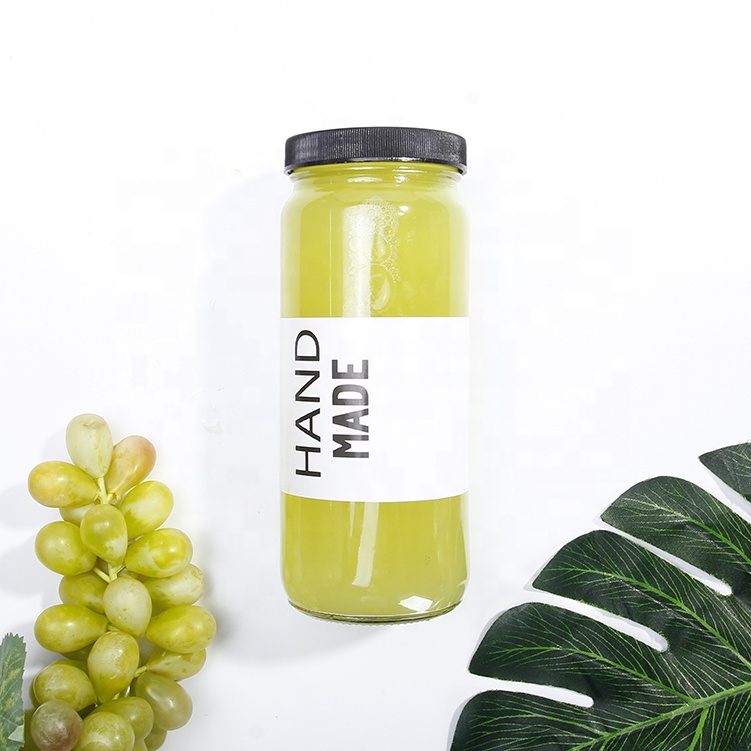 Wide Mouth Straight Side 8oz 16oz 24oz Flint Glass Round Bubble Tea Glass Boba Tea Bottle Jar