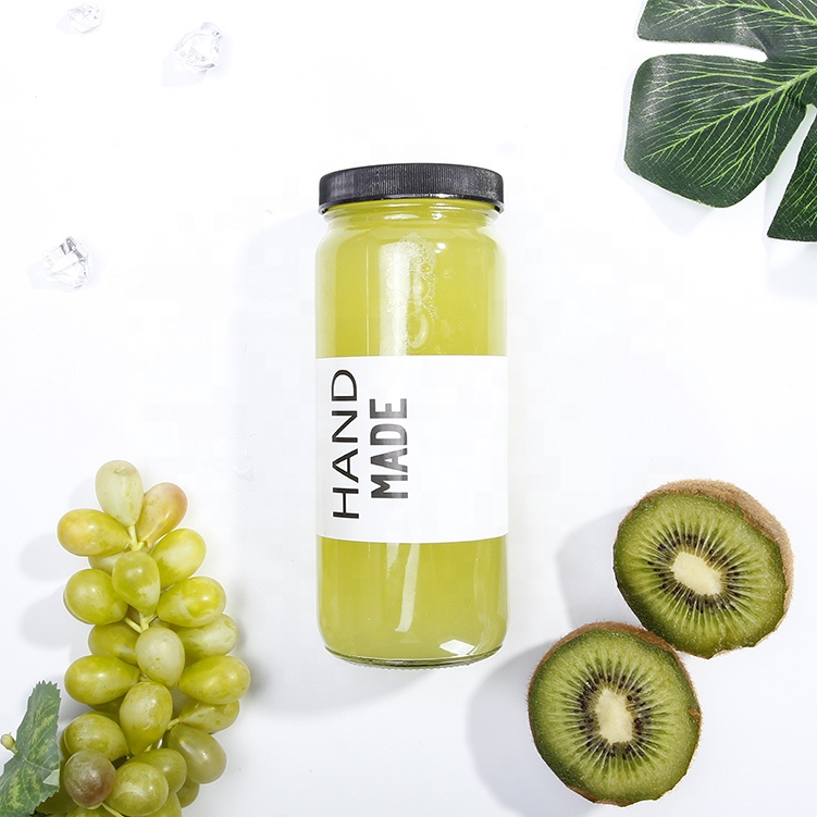 Wide Mouth Straight Side 8oz 16oz 24oz Flint Glass Round Bubble Tea Glass Boba Tea Bottle Jar