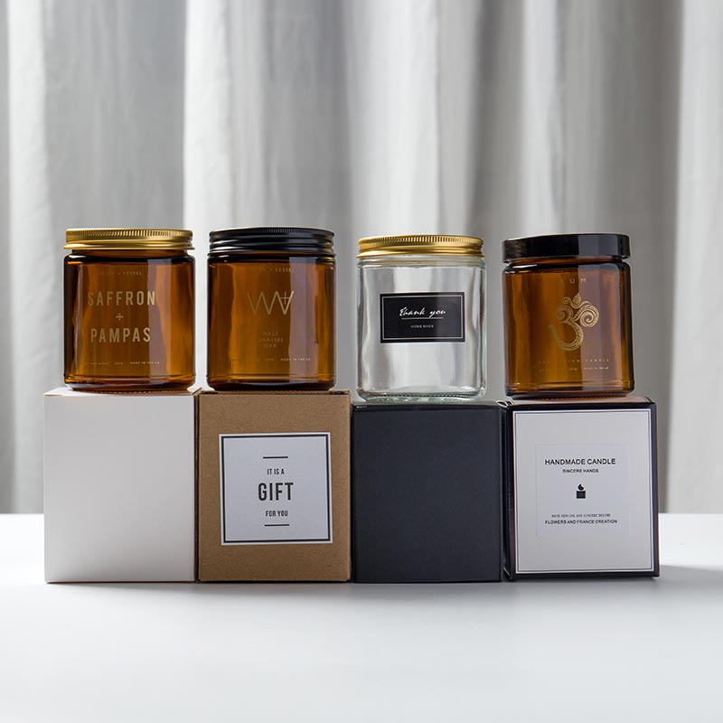 Wide Mouth Straight Side Clear 4OZ Mason Food Storage Jar Brown Cosmetic Container Empty Amber 8oz 9oz Luxury Candle Jars Glass