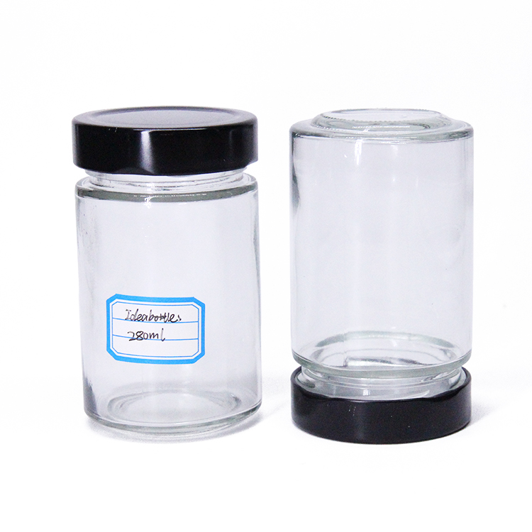 Wide Mouth Straight Side Empty Glass Food Jar For Green Tea Honey Deep
