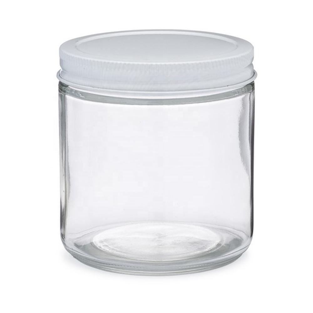Wide Mouth Straight Sided Canning Jars with White Metal Lids