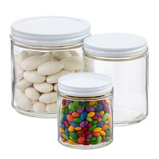 Wide Mouth Straight Sided Canning Jars with White Metal Lids