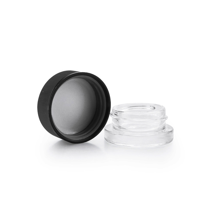 Wide Mouth clear Glass Storage Jar with Plastic Black Child Safety lid Child Proof Jar