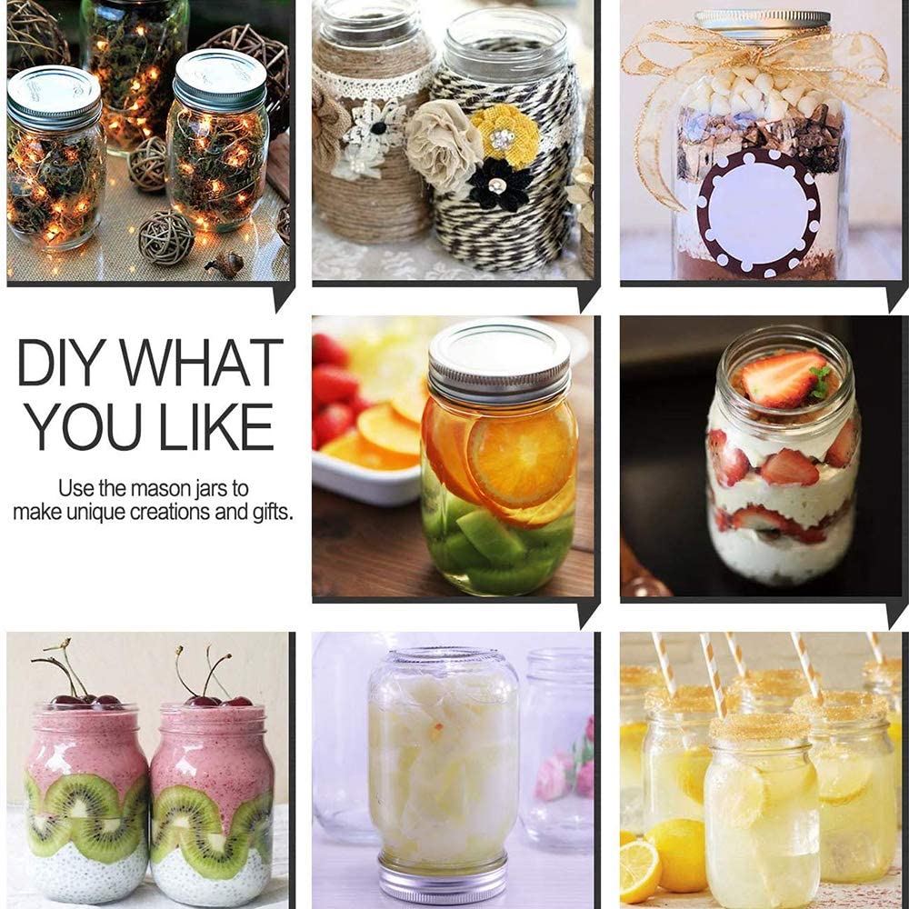Wide/Regular Mouth 32-Ounces Quart Mason Jars with Lids and Bands