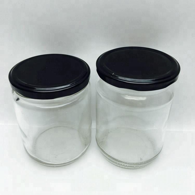 Wide mouth 300ml 500ml clear glass etumax royal honey jars with metal lid