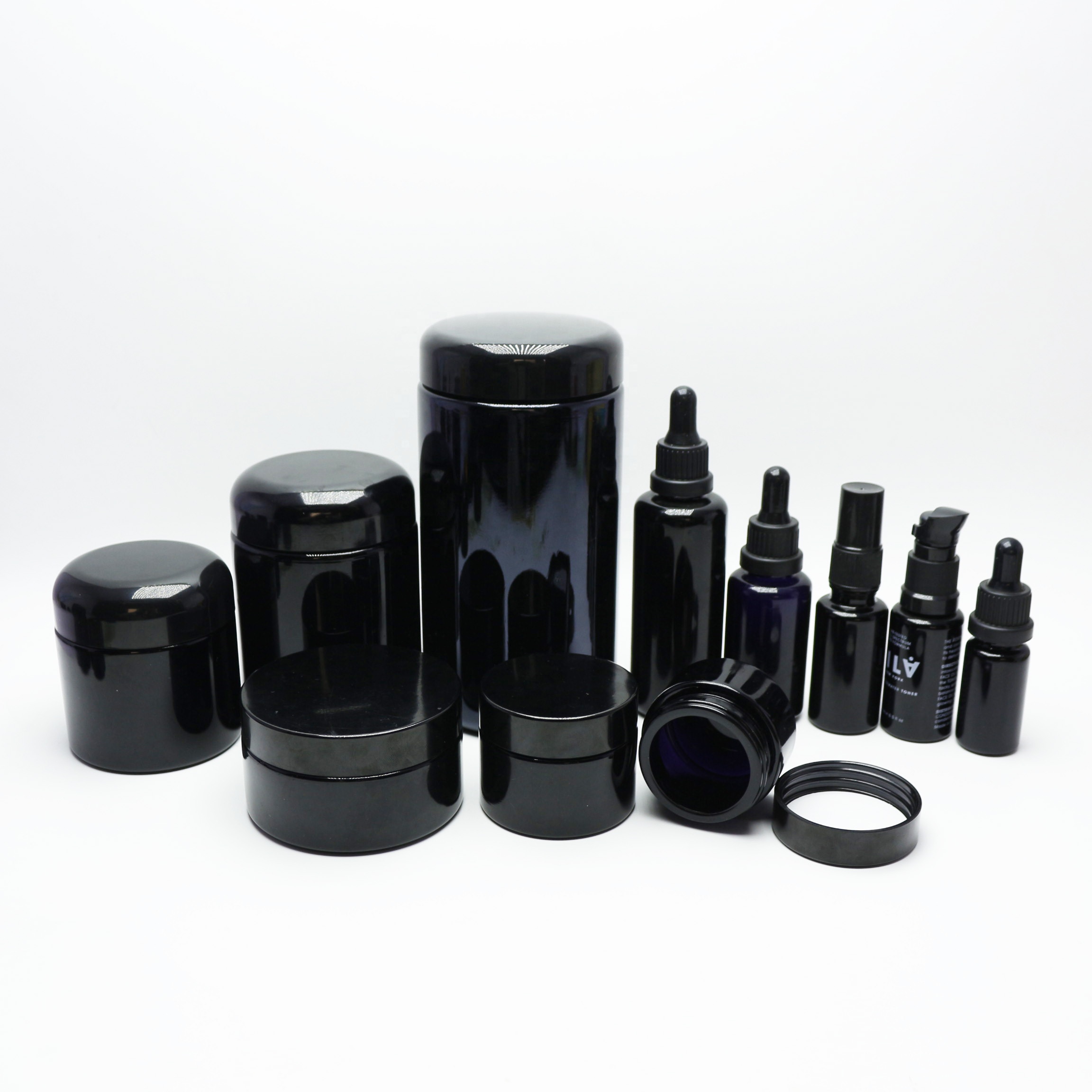 Wide mouth 5ml 15ml 30ml 50ml 60ml 100ml 120ml 200ml 250ml dark violet cream glass jar 500ml 1000ml DV-48S