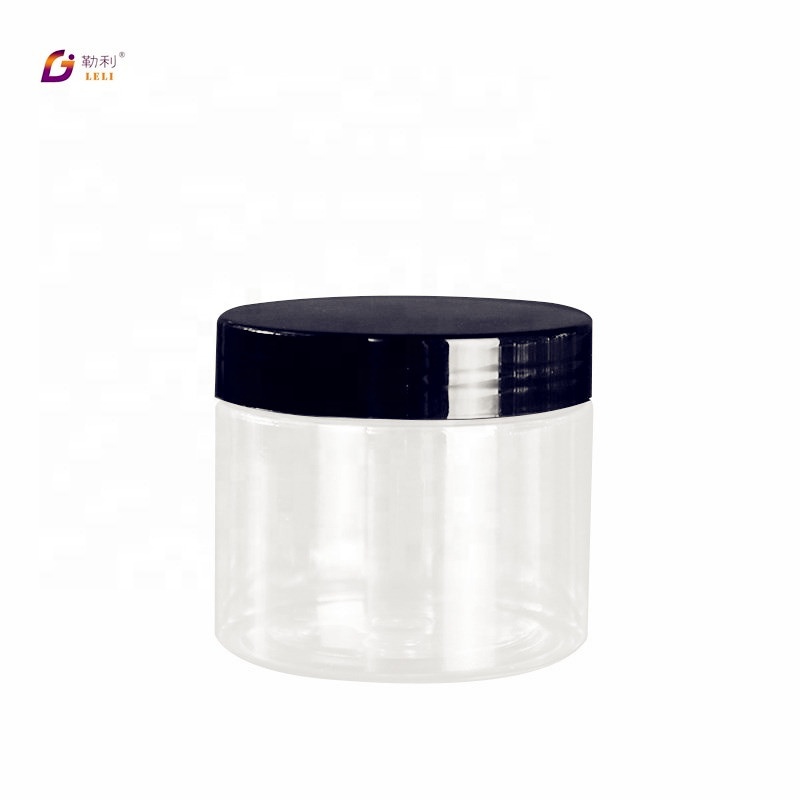 Wide mouth 8 oz 500ml clear food plastic pet jar with aluminum lid