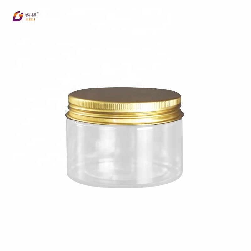 Wide mouth 8 oz 500ml clear food plastic pet jar with aluminum lid