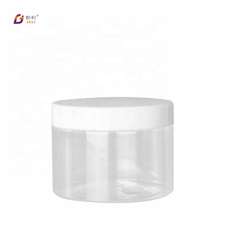Wide mouth 8 oz 500ml clear food plastic pet jar with aluminum lid