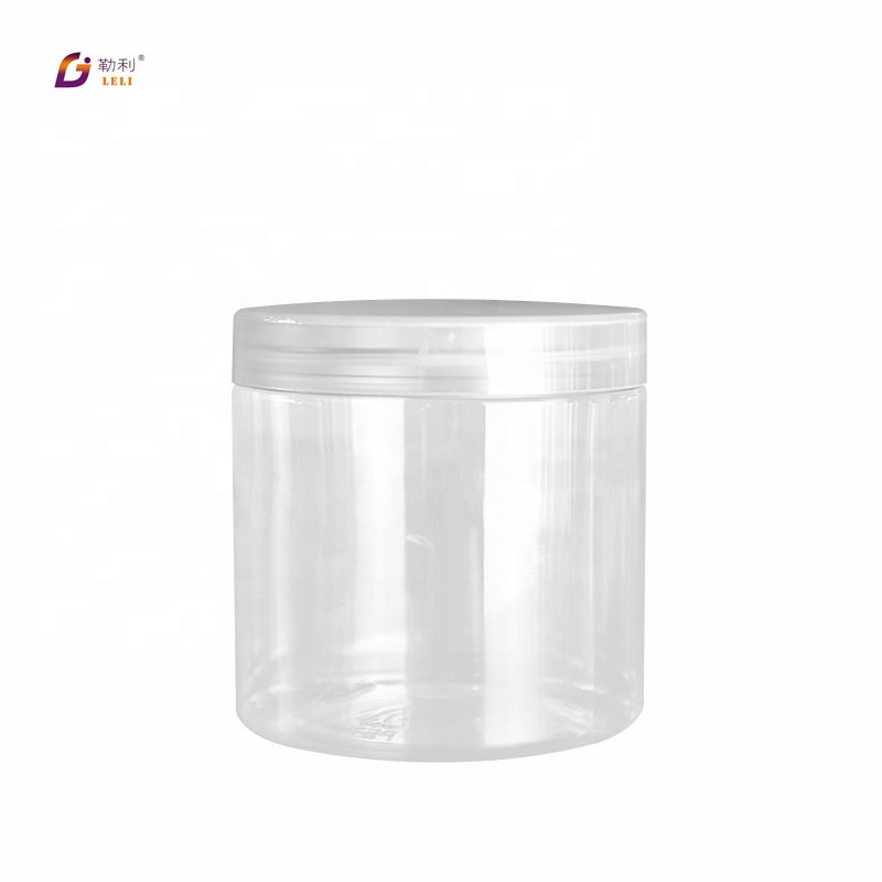 Wide mouth 8 oz 500ml clear food plastic pet jar with aluminum lid