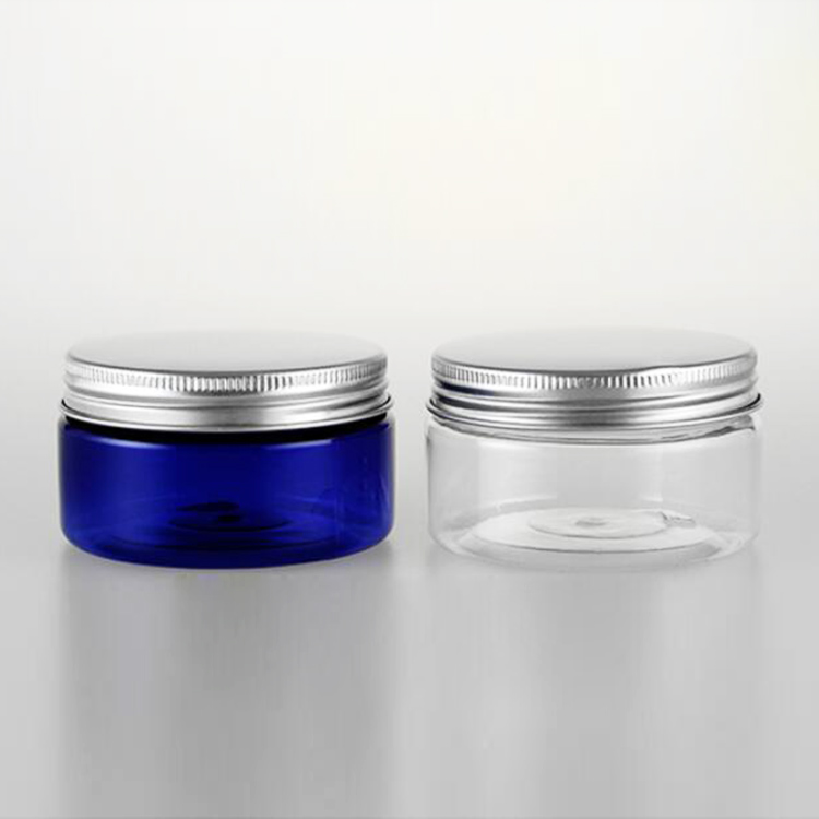 Wide mouth PET cosmetic jar with aluminum cap 200ml