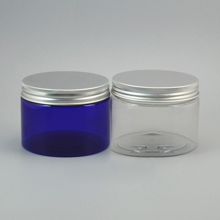 Wide mouth PET cosmetic jar with aluminum cap 200ml