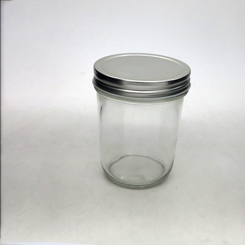 Wide mouth clear glass royal honey jars with metal lid