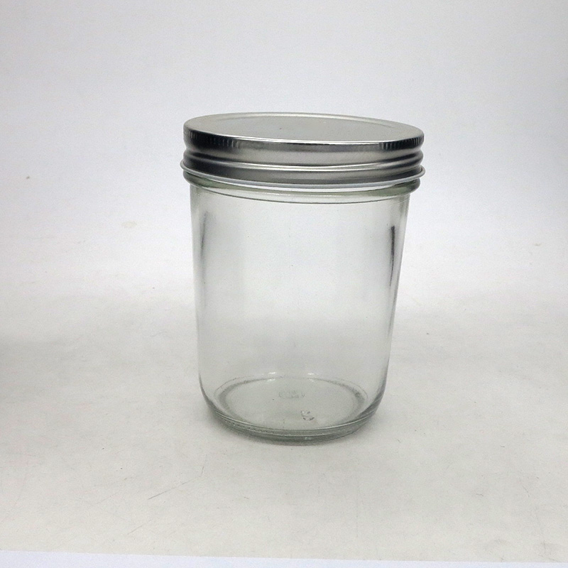 Wide mouth clear glass royal honey jars with metal lid