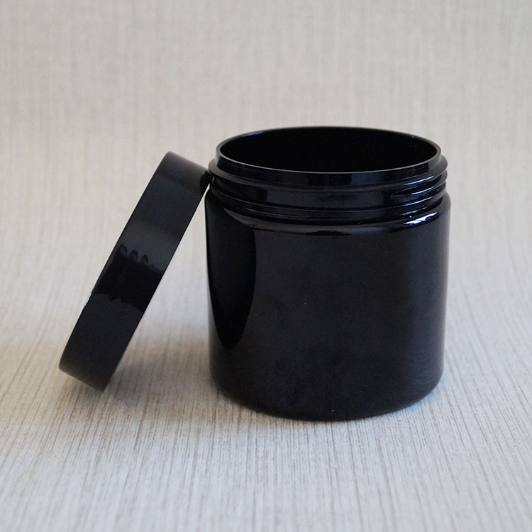 Wide mouth cosmetic pomade packaging plastic pet jar 500ml black