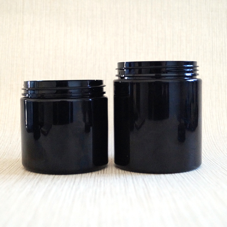 Wide mouth cosmetic pomade packaging plastic pet jar 500ml black