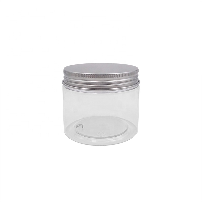 Wide mouth empty 30g 50g 100g 120ml 150g 200g 250g Clear PET plastic jars with aluminum sliver lid