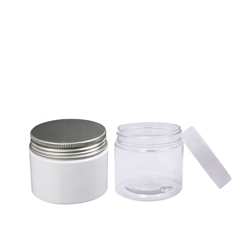 Wide mouth empty 30g 50g 100g 120ml 150g 200g 250g Clear PET plastic jars with aluminum sliver lid